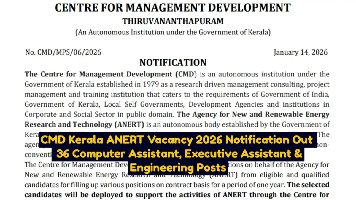 CMD Kerala ANERT Vacancy 2026