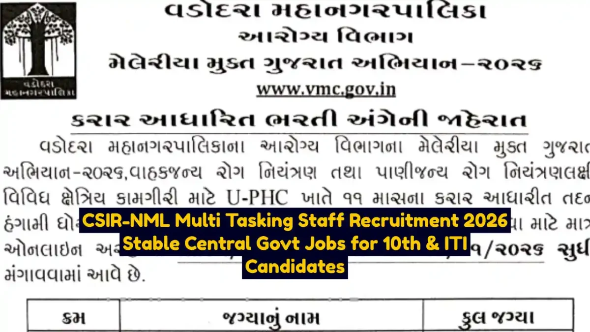 CSIR-NML Multi Tasking Staff Recruitment 2026 Stable Central Govt Jobs for 10th & ITI Candidates