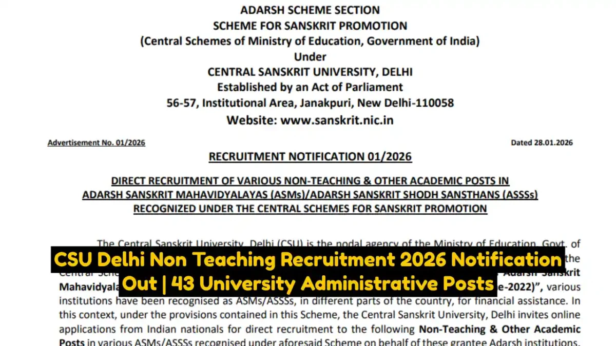 CSU Delhi Non Teaching Recruitment 2026