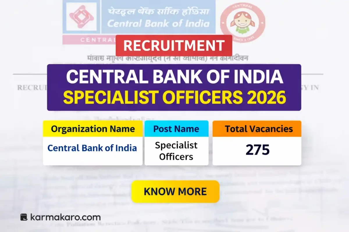 Central Bank of India SO Notification 2026