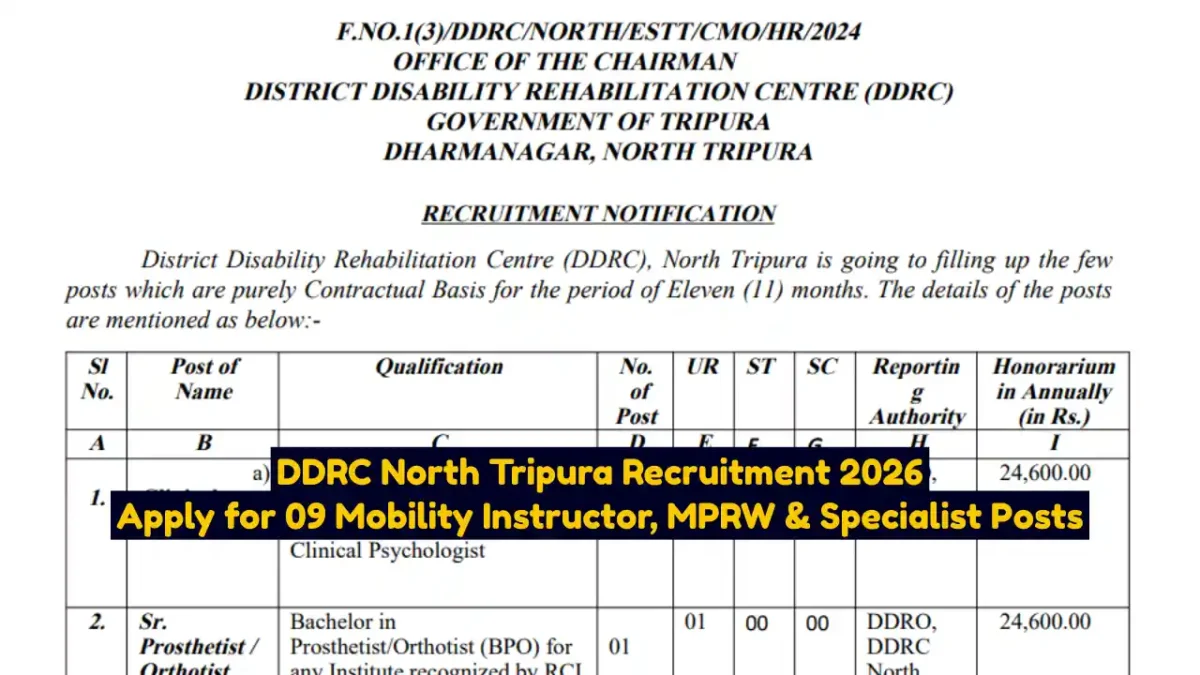 DDRC North Tripura Recruitment 2026