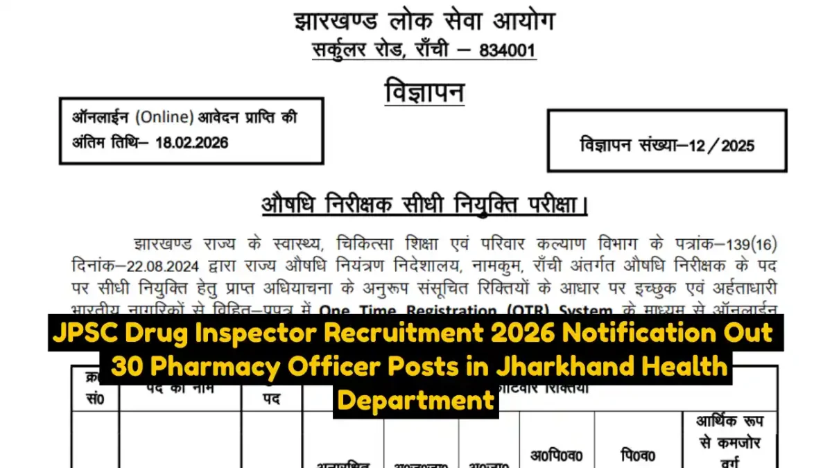 JPSC Drug Inspector Recruitment 2026