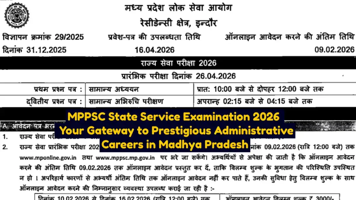 MPPSC State Service Examination 2026 Your Gateway to Prestigious Administrative Careers in Madhya Pradesh
