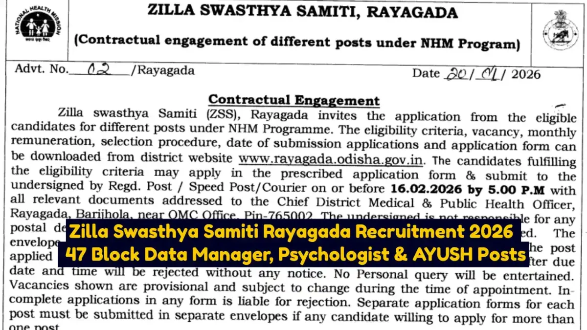 Zilla Swasthya Samiti Rayagada Recruitment 2026