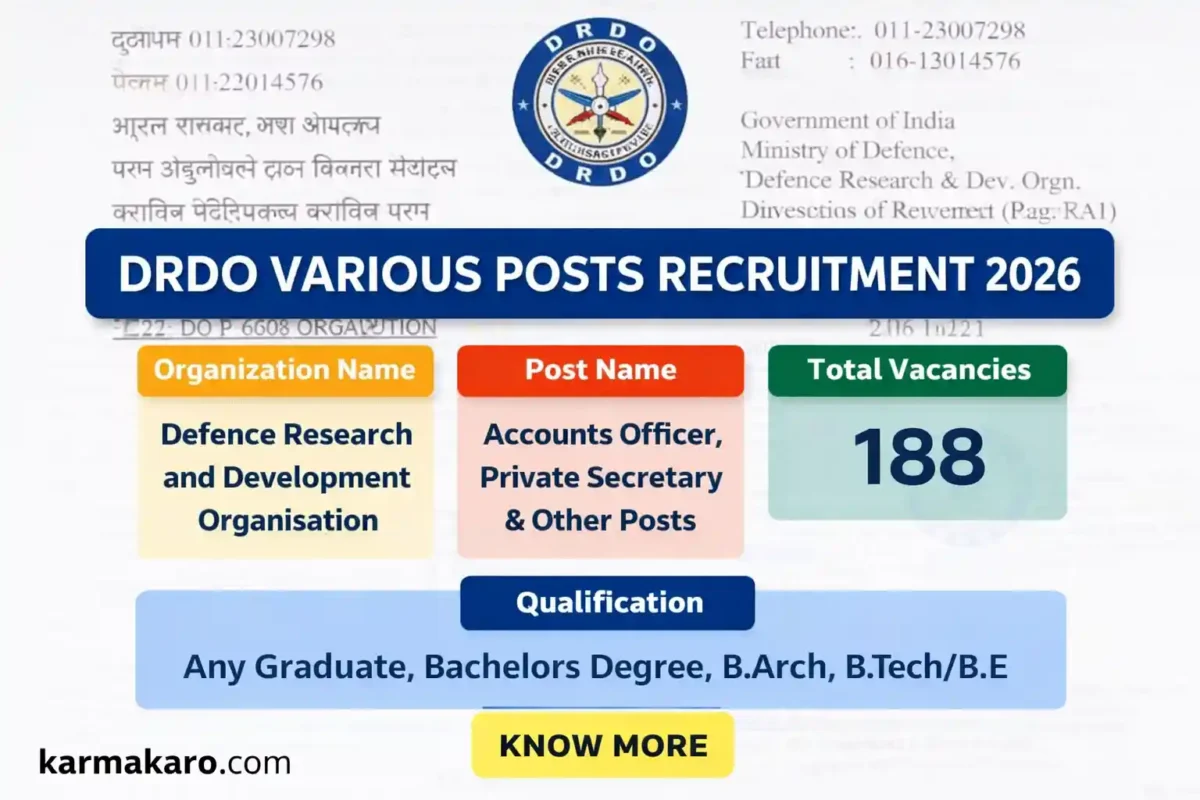 DRDO Various Posts Recruitment 2026