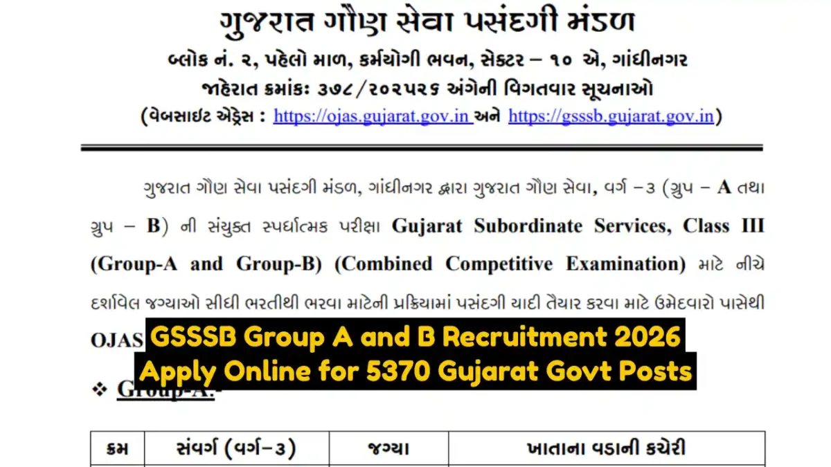 GSSSB Group A and B Recruitment 2026