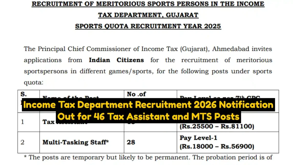 Income Tax Department Recruitment 2026