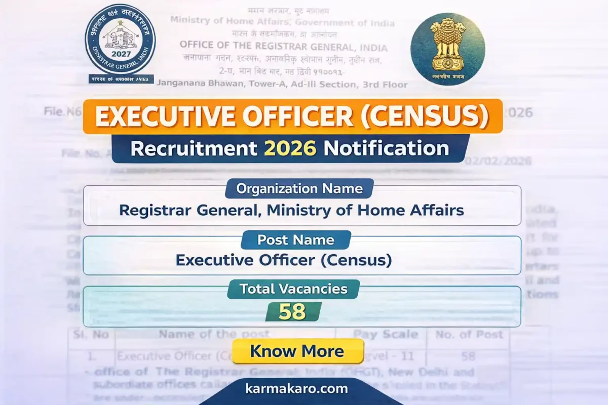 MHA Registrar General Executive Officer (Census) Recruitment 2026