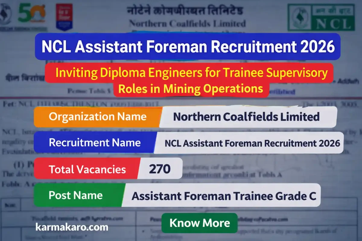 NCL Assistant Foreman Recruitment 2026