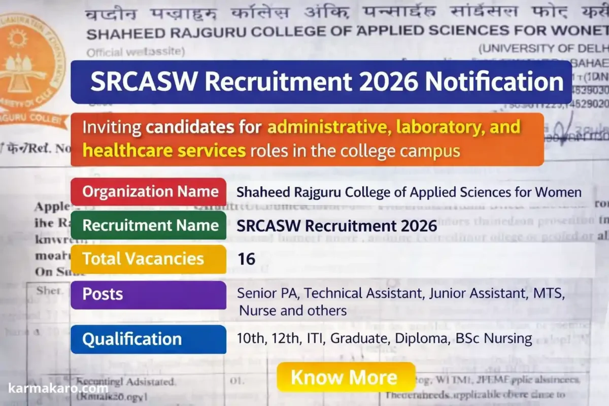 SRCASW Vacancy 2026