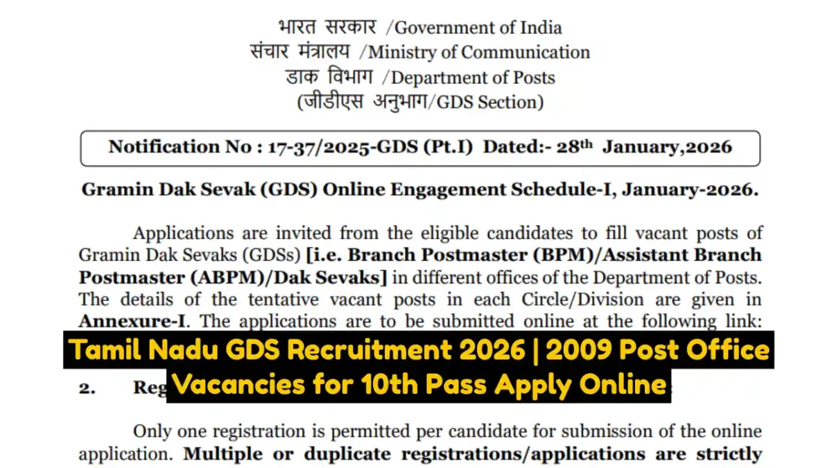 Tamil Nadu GDS Recruitment 2026