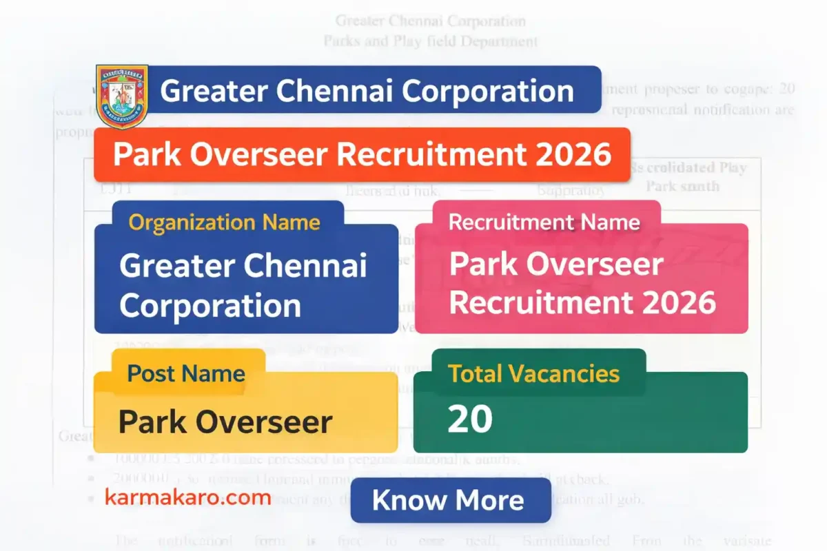 Chennai Corporation Park Overseer Recruitment 2026