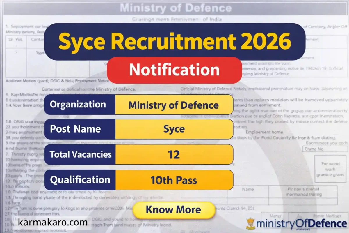 Ministry of Defence Syce Recruitment 2026