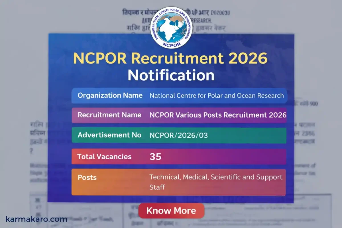NCPOR Recruitment 2026