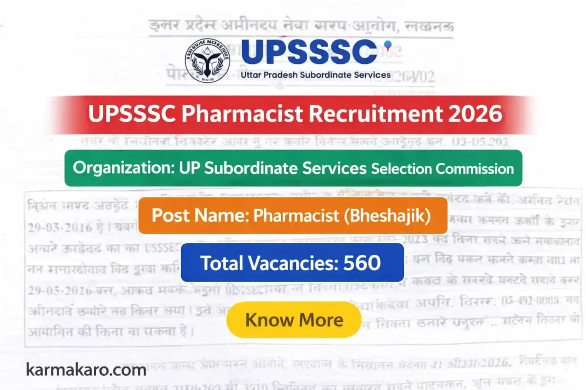UPSSSC Pharmacist Vacancy 2026